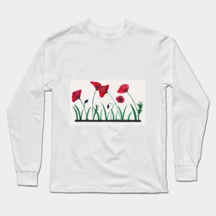 Watercolor - Poppy - Flanders field Long Sleeve T-Shirt